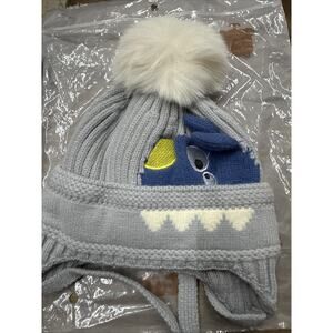 Baby Toddler Winter Hat With Puff Grey WHITE 44 Cm